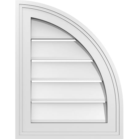 Ekena Millwork Quarter Round Top Right Surface Mount PVC Gable Vent w/ 2"W x 2"P Brickmould Sill Frame, 14"W x 18"H GVPQR14X1803SF
